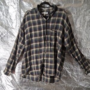 Geoffrey Beene Blue and Green Plaid Shirt